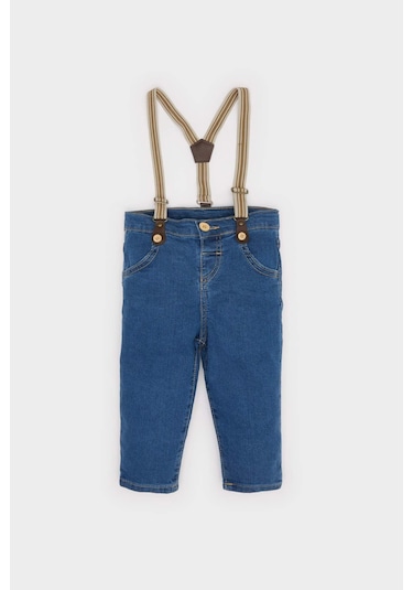 DeFacto Erkek Bebek Askılı Düz Paça Jean Pantolon B6741A525SPBE364 Mavi