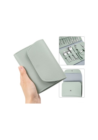 Folinda Stainless Steel Pedikür Ve Manikür Seti 12 Parça Çok Renkli Mavi, Yeşil, Mor Vb. Çift Uçlu Çanta İle Mavi