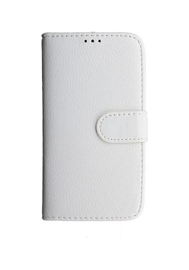 G2 Mini İle Uyumlu Yan Model Kartlıklı Deri Kılıf Beyaz Renk