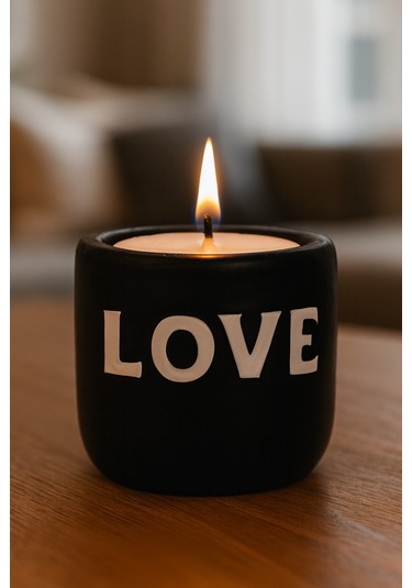 Dekoratif Kokulu Mum Love Siyah