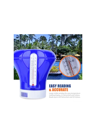 Vkemall Mavi Pvc Yüzme Havuzu Klor Dağıtıcısı, Termometreli Otomatik İlaçlama Sistemi İle Kolay Temizlik