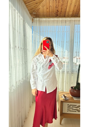 Elif Tarakçı Butik Beyaz Poplin Gömlek Beyaz