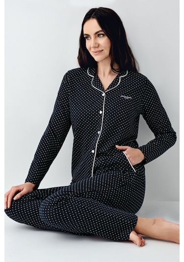 Pierre Cardin Kadın Lacivert Gömlek Pijama Lacivert
