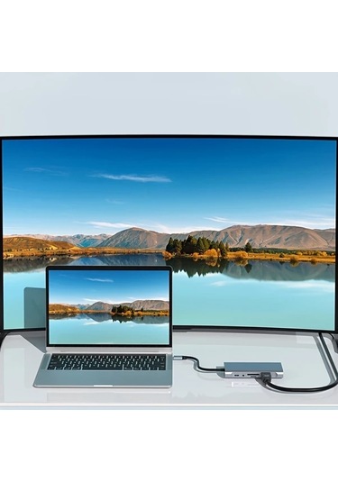 Honeybeeshop H90 Usb C Hub 11li Adaptör 4k Hdtv Vga Type C Pd Rj45 Ethernet Sd Tf Kart Okuyucu 35mm Aux Macbook Pro Air Ve Type C Dizüstü Uyumlu