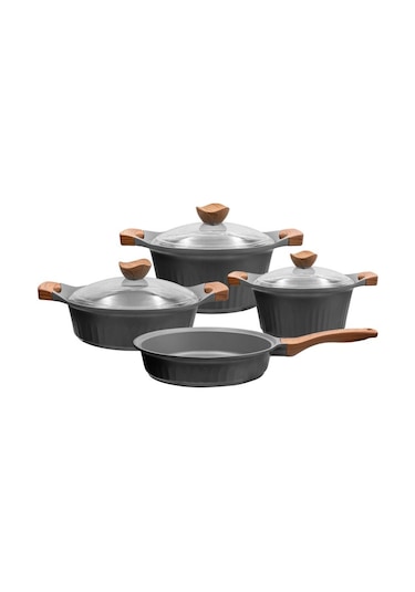 Aryıldız Lincoln 7 Parça Siyah Mat Granit Tencere Seti Ar251089