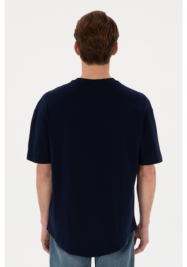 U.S. Polo Assn. Erkek Long Fit Bisiklet Yaka Lacivert Basic Tişört 50305988-VR033