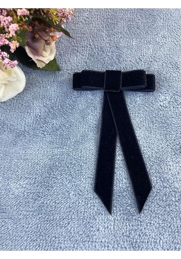 Siyah Kadın Broş Yaka Aksesuarı Yaka Kurdelesi Kıyafet Aksesuarı Yaka Broşu Siyah Çok Renkli
