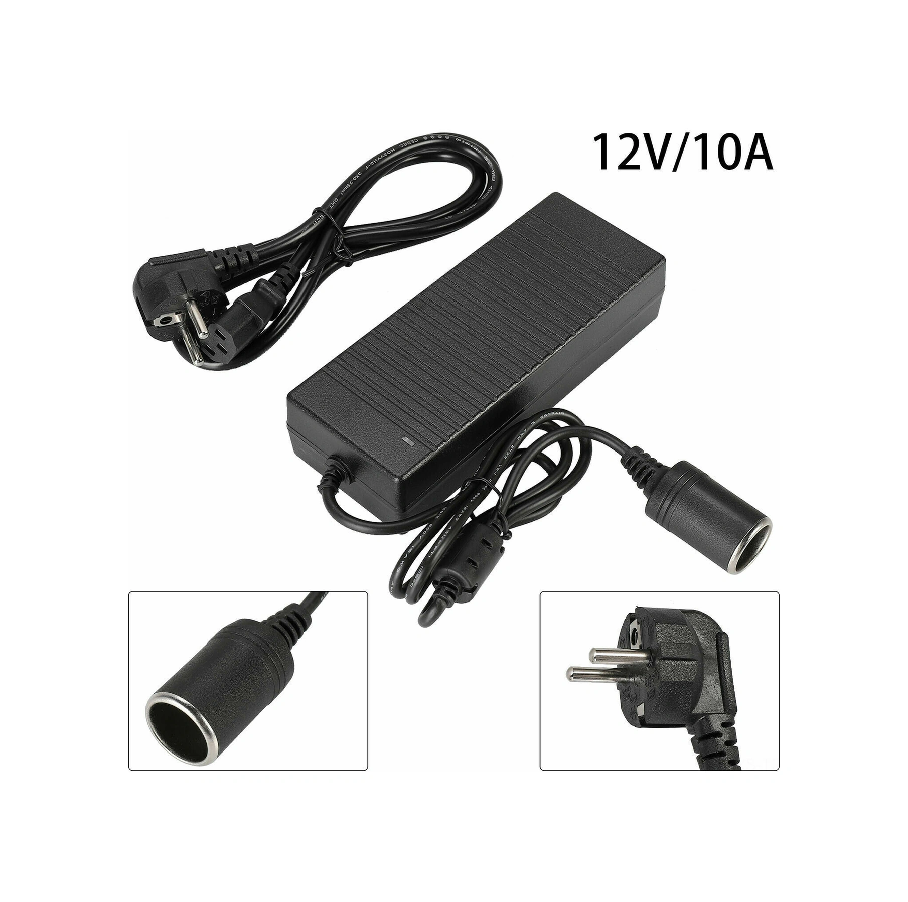 Yunboo 220v'den 12v 10a'ya Ev Çevirici, Araç Elektrikli Aletler İçin Güç Kaynağı Süpürge, Kayıt Cihazı