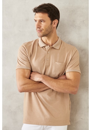 Ac&Co / Altınyıldız Classics Polo Yaka Cepli Regular Fit Bol Kesim Düz Tişört - 482518226 Bej Ac&Co / Altınyıldız Classics Polo Yaka Cepli Regular Fit Bol Kesim Düz Tişört - 482518226 Bej