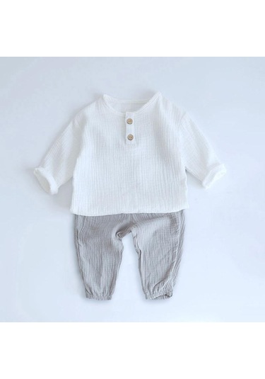 Siyah Bahar Erkek Bebek Giysileri Yürümeye Başlayan Yumuşak Pamuklu Uzun Kollu Tişört T-shirt + Pantolon 2 Adet Çocuklar Kıyafetler Siyah