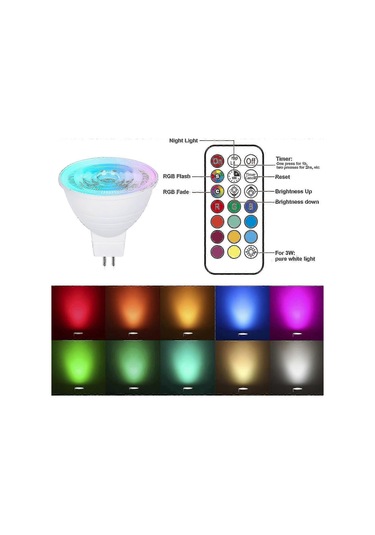 4'lü Mr16 3w Renk Değiştiren Gu5.3 Led Ampul Paketi, Ac/dc 220v Ab Fişi, Kısılabilir Rgb + Sıcak Beyaz 3000k, Uzaktan Kumandalı Reflektörlü - Kaiyi Diğer