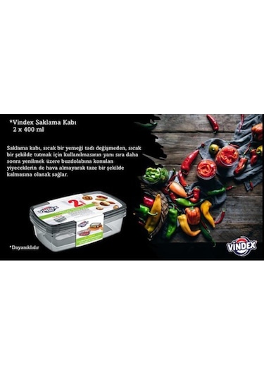 Vindex 2 Li Dikdörtgen Saklama Kabı 2 400 Ml