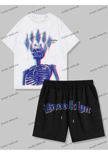 Tarzsokak Alt/üst T-shirt Ve Şort Takımı Kod Alt169 Beyaz