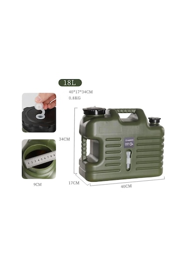 Musluklu Su Bidonu - Madfox Galon Air Pe - 18 Litre - Yeşil - 547309