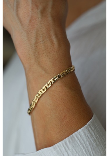 Yenigün Kuyumculuk 14 Ayar Altın Alman Kral Zincir Bileklik Blk58146 Sarı Altın