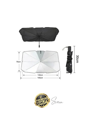 Premium Büyük Boy Titanyum Tüm Araçlarla Uyumlu Geçirmez Dayanıklı Araç İçi Ön Cam Şemsiye Güneşlik