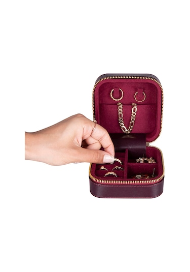 Amanda Burgundy Bloom Medium Gerçek Deri Takı Çantası Bordo
