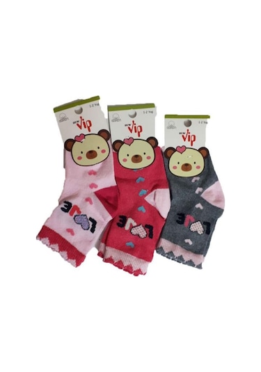 Lababy Renkli Desenli Kız Bebek Soket Çorap 6 Lı Paket Çok Renkli