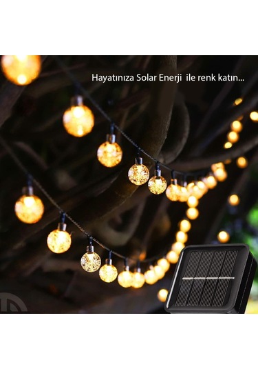 Technosmart 50 Ledli 8 Modlu Solar Kristal Top Bahçe Aydınlatma