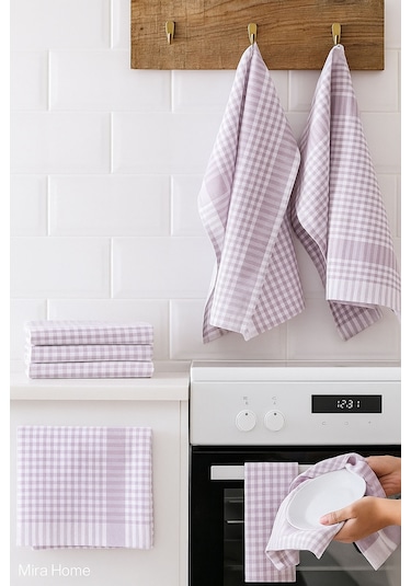 5 Li Mutfak Kurulama Bezi Alman Peçetesi 100 Pamuklu Lila