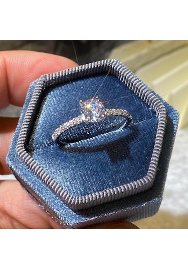 Altın 1 Adet Erkek Işıltılı Ve Göz Kamaştırıcı Zirkonya Nişan Veya Alyans Onun İçin 9 Altın