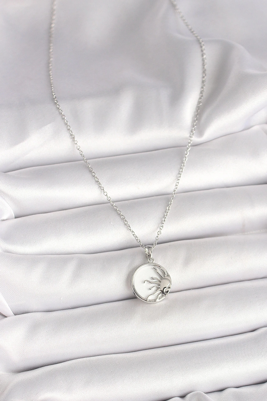 Dodes Dodes 316l Çelik Gümüş Renk Zincir Beyaz Mineli Gün Batımı Model Kadın Kolye Tg27bko9999 Çok renkli