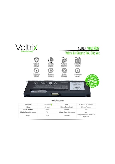 Dell Inspiron 357f9 Uyumlu Notebook Batarya - Pil 7200mah