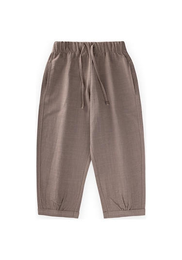 Cigit Keten Boyfriend Pantolon 2-10 Yaş Vizon