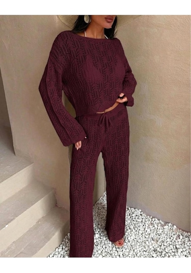 Hidafashion Ajurlu Takım Bordo