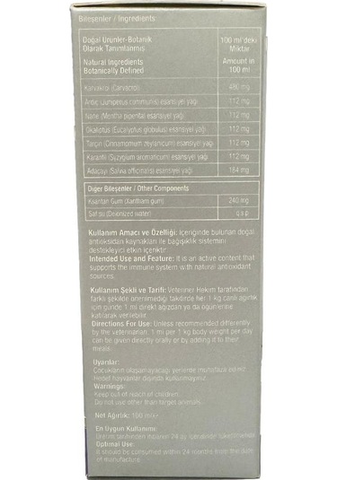 Bactesil Köpekler için Bağışıklık Sistemi ve Tüy Güçlendirici Esansiyel Yağ 100 ML