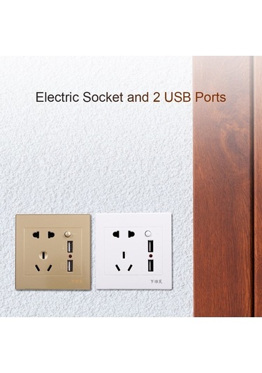 Pazly Altın Renk Lemestar Duvar Prizi, 2 Soket + 2 Usb 2100ma, Ev-ofis-restoran Kullanım, Kolay Kurulum, Kaliteli Malzeme