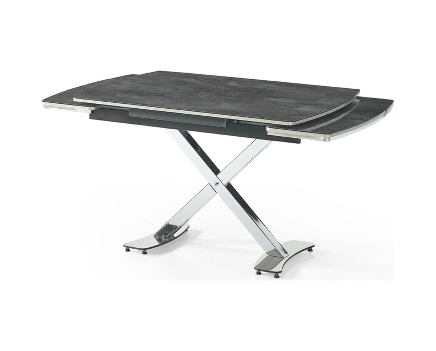 Dengema Diamond Açılır Kapanır Masa Siyah Mermer, Krom Ayak, 80 120/180 Cm, 4 6 Kişilik Sandalyesiz Siyah Mermer - Krom Ayak