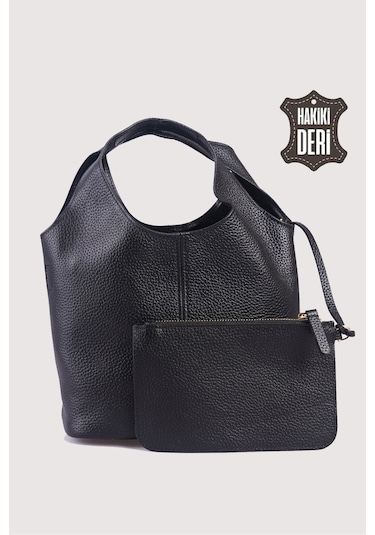Hakiki Deri Kadın El Çantası Siyah Smr9200 Siyah