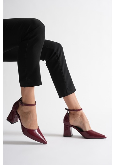 Doren Bordo Rugan Kadın Topuklu Ayakkabı Muhtelif