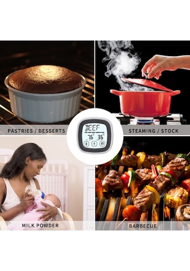 Ganzhoushop Ts-bn53 Termometresi Sıcaklık Ölçer Sertifikalı Mutfak Kablosuz İçermez, Gıda Fda Et Elektronik Ekran Dokunmatik Bpa Barbekü Aracı Ee