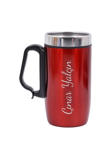 Kişiye Özel Kırmızı Bardak Termos & Kişiye Özel Zippo Tarzı Çakma Kırmızı