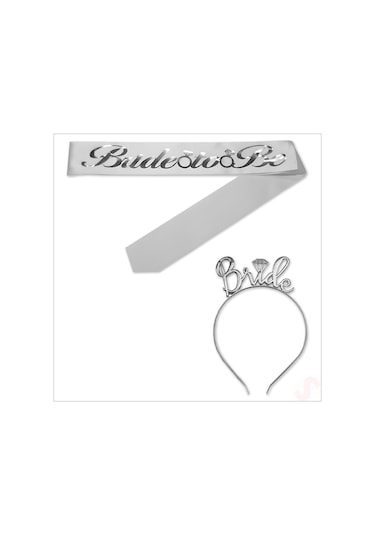 Bride To Be Kuşak Ve Bride Metal Taç Seti - Gümüş