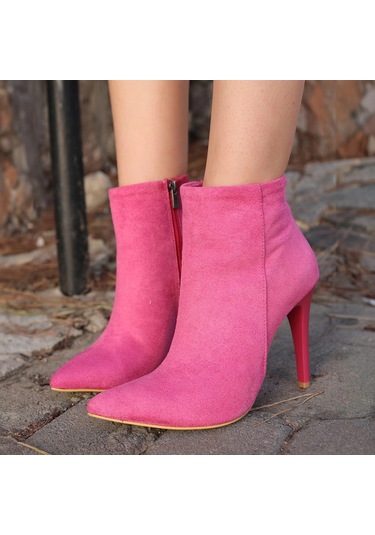 Biçomi Blan Fuşya Süet Topuklu Bot Çok Renkli