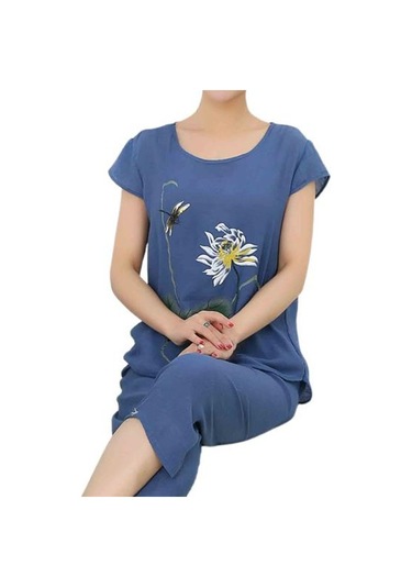 Kraliyet Mavisi Eladies 1 Takım Tişört Pantolon Kısa Kollu Gevşek İki Parçalı Çiçek Hayvan Baskı Orta Yaşlı İçin Pijama Seti Saks Mavisi Kraliyet Mavisi Eladies 1 Takım Tişört Pantolon Kısa Kollu Gevşek İki Parçalı Çiçek Hayvan Baskı Orta Yaşlı İçin Pijama Seti Saks Mavisi