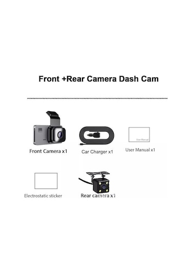 Yunboo T603 Araç Sürücü Kamerası 4 İnç Hd Çift Lens Çift Kayıt Geri V Görüntüsü