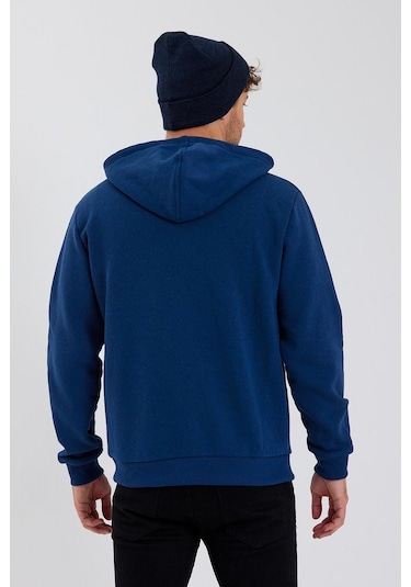 Age Of State Nakışlı Fermuarlı 3 İplik Sweatshirt İndigo