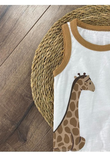 Animal Baskılı Şortlu Takım Kahve