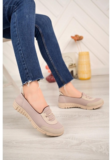 Kadın Fileli Yazlık Spor Babet Ten