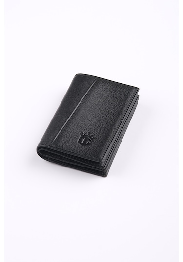 Ancora Leather Hakiki Deri Minimal Kartlık-26206 Siyah