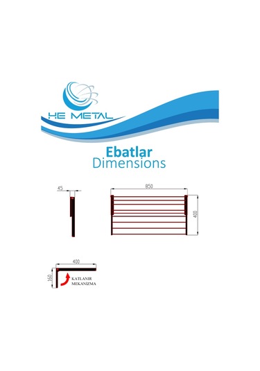 Duvara Monte Katlanabilir Çamaşır Askısı - 85x40 Cm