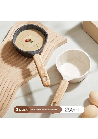 Xiyyadms Evde Kullanım İçin Minik Mutfak Tenceresı Seti 2 Adet - Mefit Kaplama, Sıvı Yağlandırabilir, Omlet/bezelye Pişirebilir, Gaz Ocağı Uyumlu Beyaz+siyah Diğer