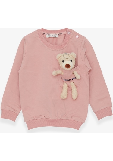 Breeze Kız Çocuk Sweatshirt Ayıcık Aksesuarlı 1.5-5 Yaş, Somon (556838394) Çok Renkli