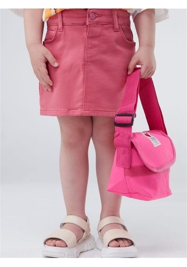 Kız Çocuk Lcralı Düğmeli Etek-12651 Gülkurusu