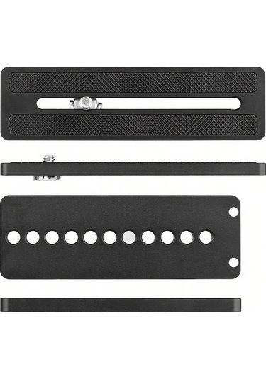 Fosenze Küçük Boy Siyah Alüminyum L Tipi Dikey Çekim Plakası - Evrensel Uyumlu, Mini Altıgen Anahtar Dahil Siyah