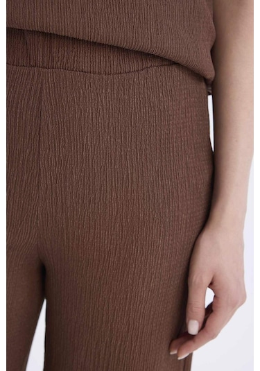 DeFacto Bürümcük Pantolon Wide Leg Geniş Bol Paça Esnek Belli C0200AX25SPBN320